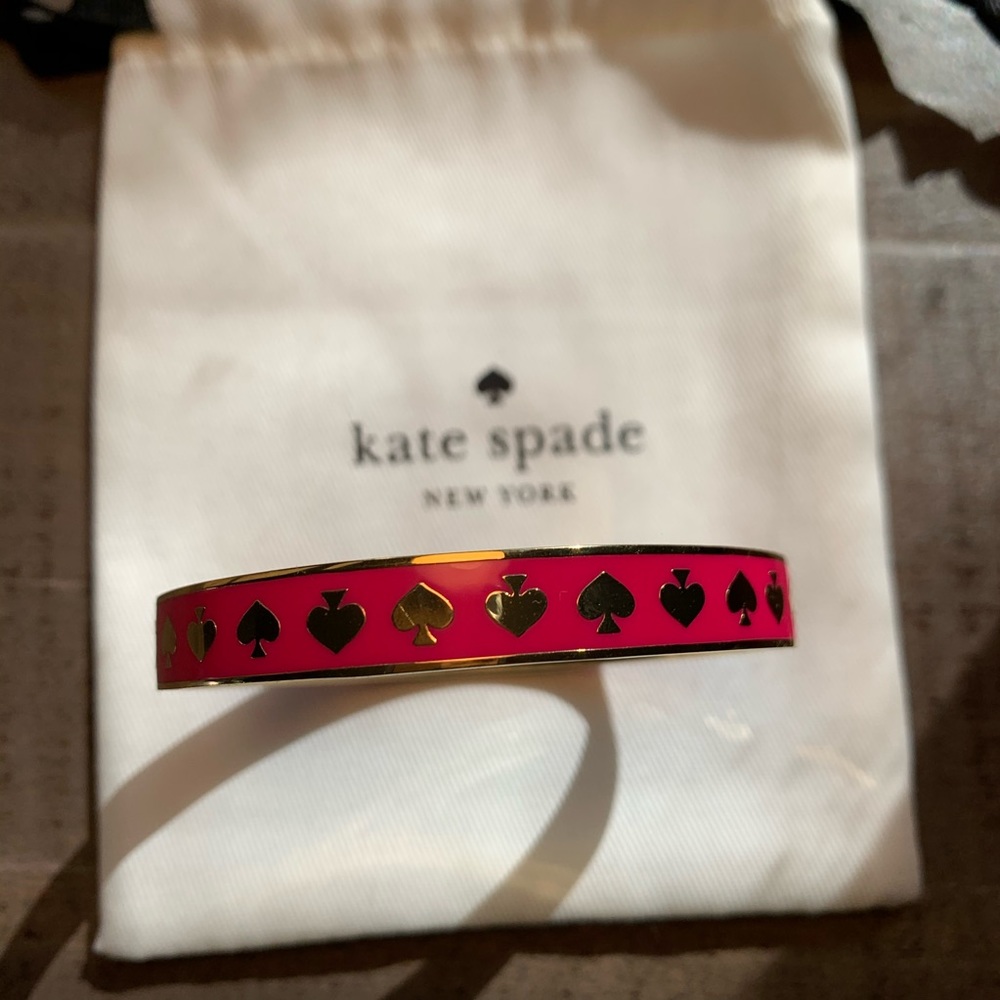Kate Spade Gold Plated Bangle Pink & Gold Spades